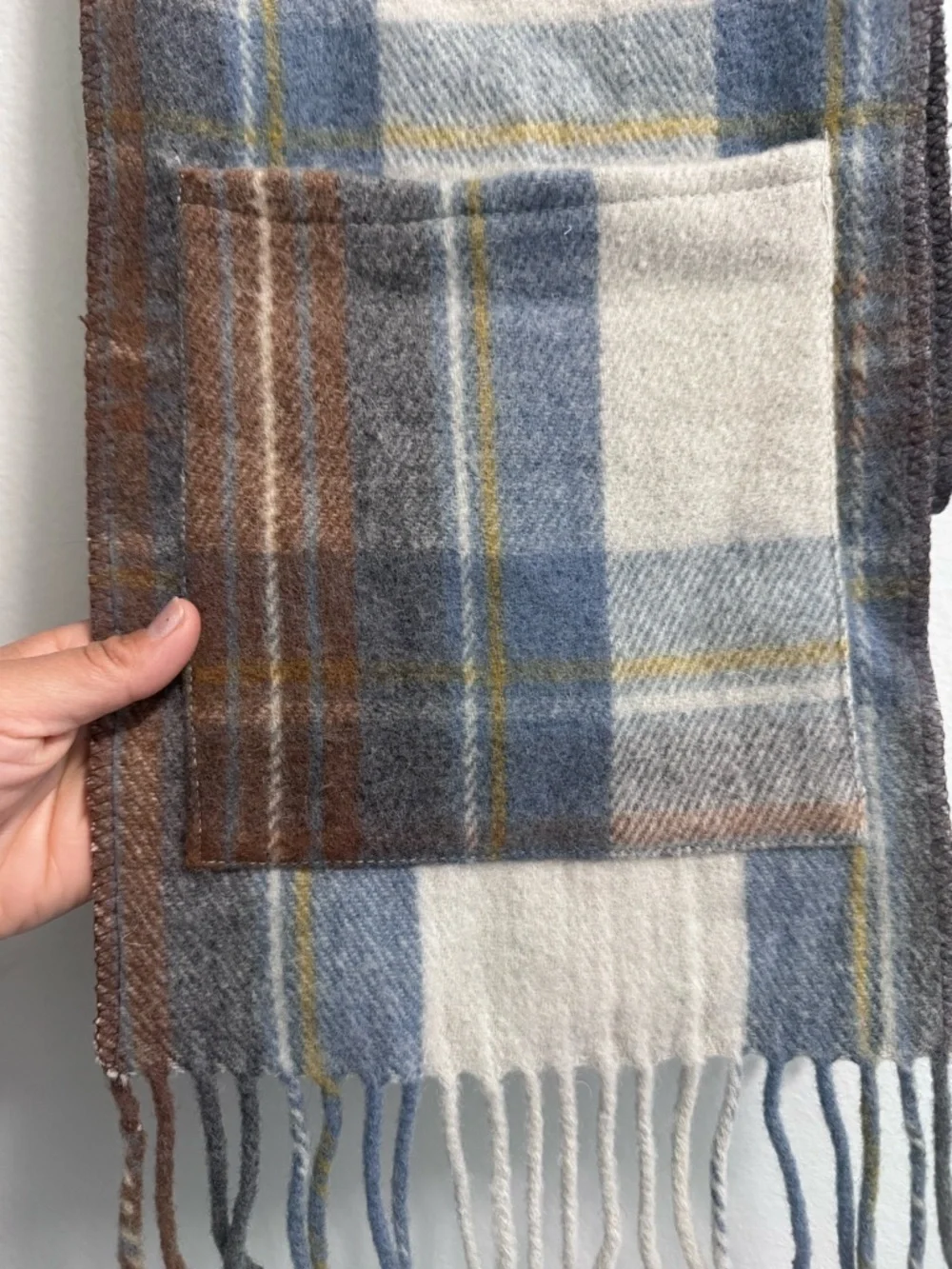 PATRICK KING WOOLLEN COMPANY Stewart Muted Blue Deluxe Pocket Scarf